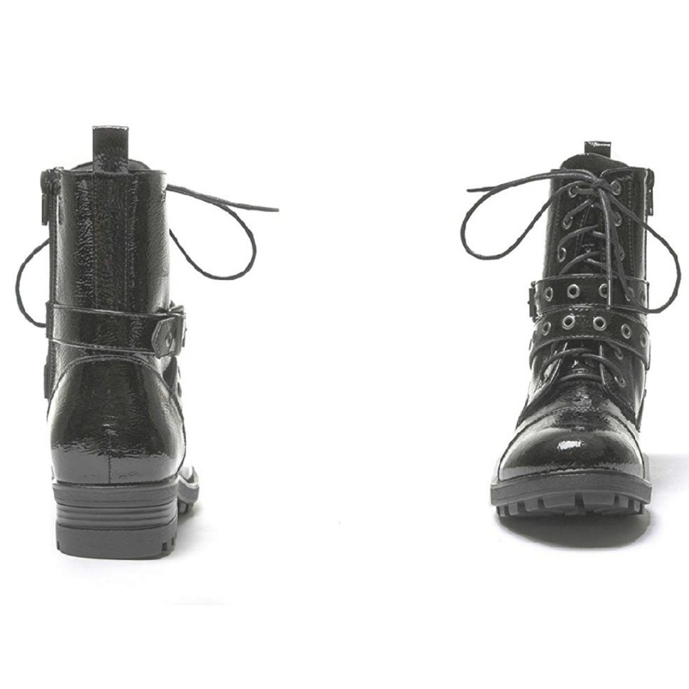 1 LEFT!  Patent Leather Punk Rock Combat Booties - Picture 5 of 7